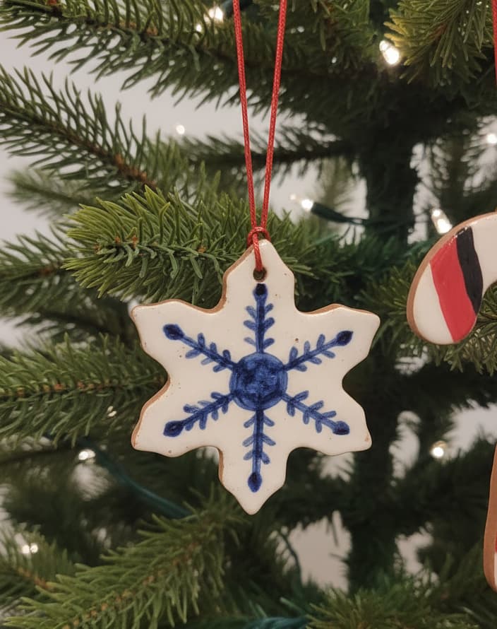 Ceramic snowflake Christmas ornament